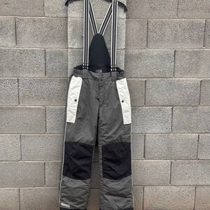 Boys H&M Gray Black Snow Bib Pants Youth 14 and up